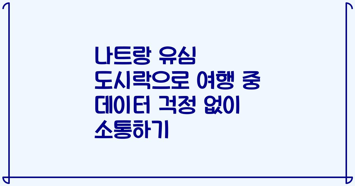 나트랑 유심 도시락으로 여행 중 데이터 걱정 없이 소통하기